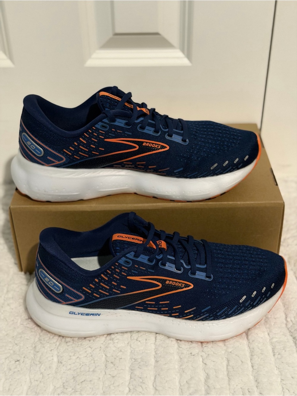 Brooks Glycerin 20 Navy and Orange Running Sneakers